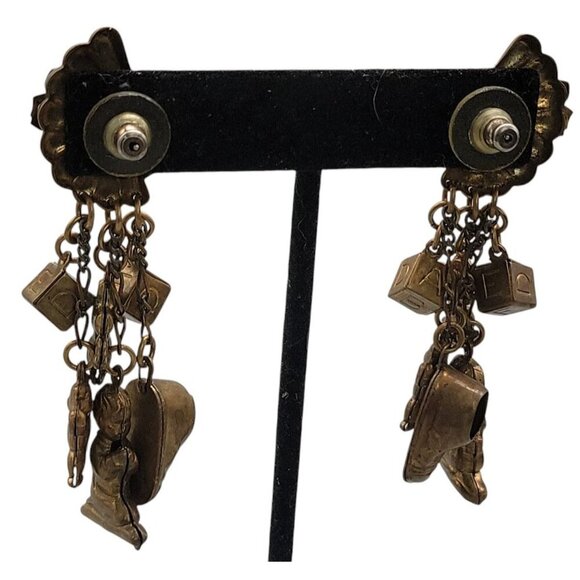 Childhood Charm Dangle Earrings Blocks Bears Baby Shoe & More Unique Design - Picture 14 of 16